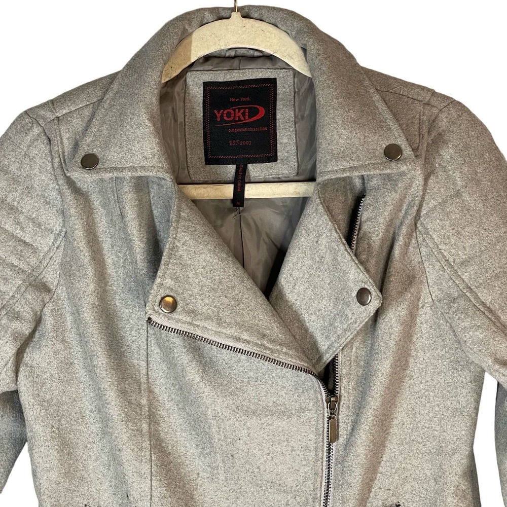 Yoki NY Outerwear Moto gray jacket coat Sz M RN 125639 - Picture 1 of 9